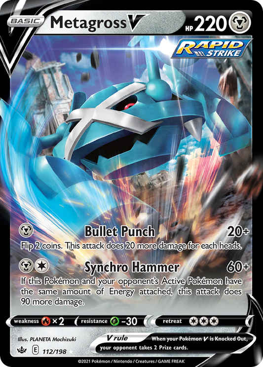 Metagross V 112/198 Rare Holo V | Chilling Reign | Pokemon Card