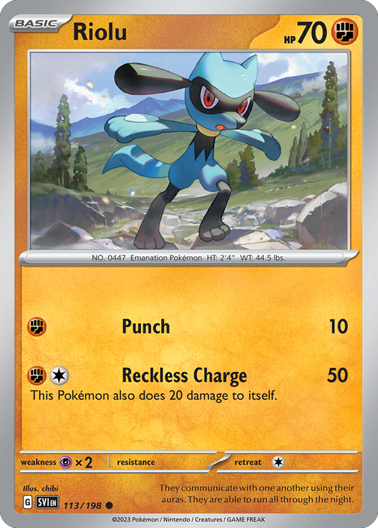 Riolu 113/198 Common | Scarlet & Violet | Pokemon Card