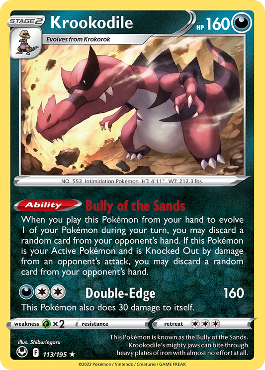 Krookodile 113/195 Rare Holo | Silver Tempest | Pokemon Card