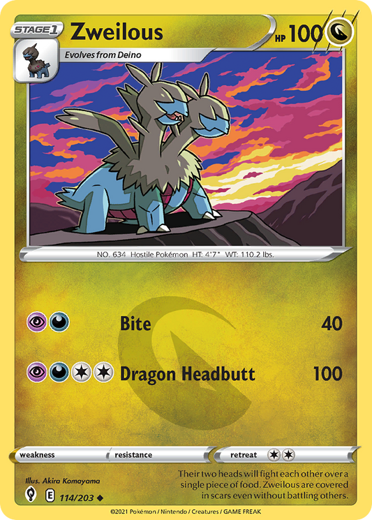 Zweilous 114/203 Uncommon | Evolving Skies | Pokemon Card