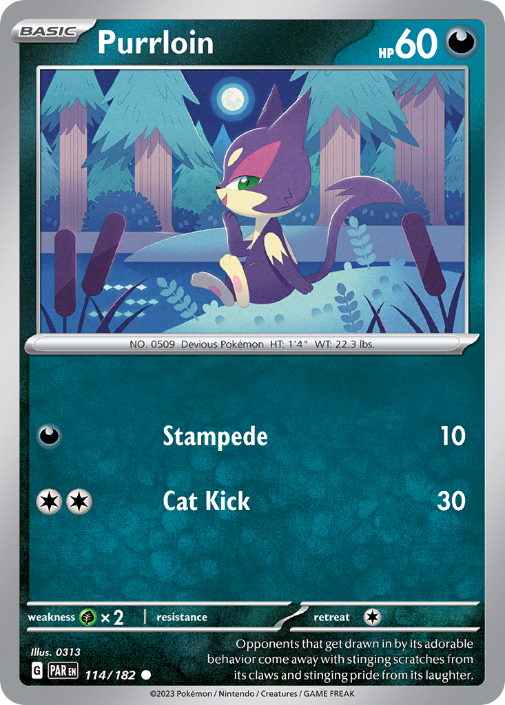 Purrloin 114/182 Common | Paradox Rift | Pokemon Card