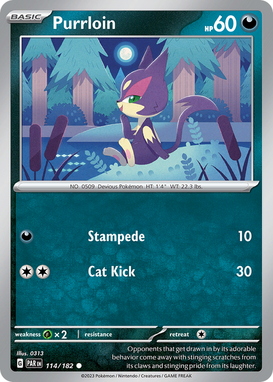 Purrloin 114/182 Common | Paradox Rift | Pokemon Card