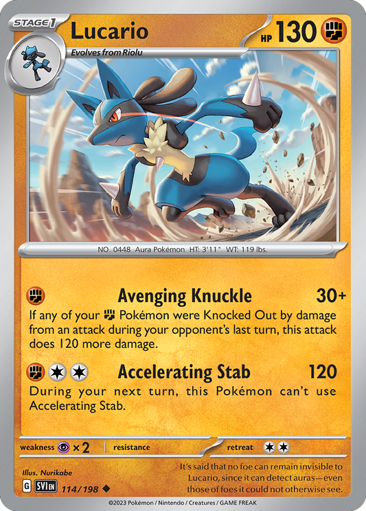 Lucario 114/198 Uncommon | Scarlet & Violet | Pokemon Card