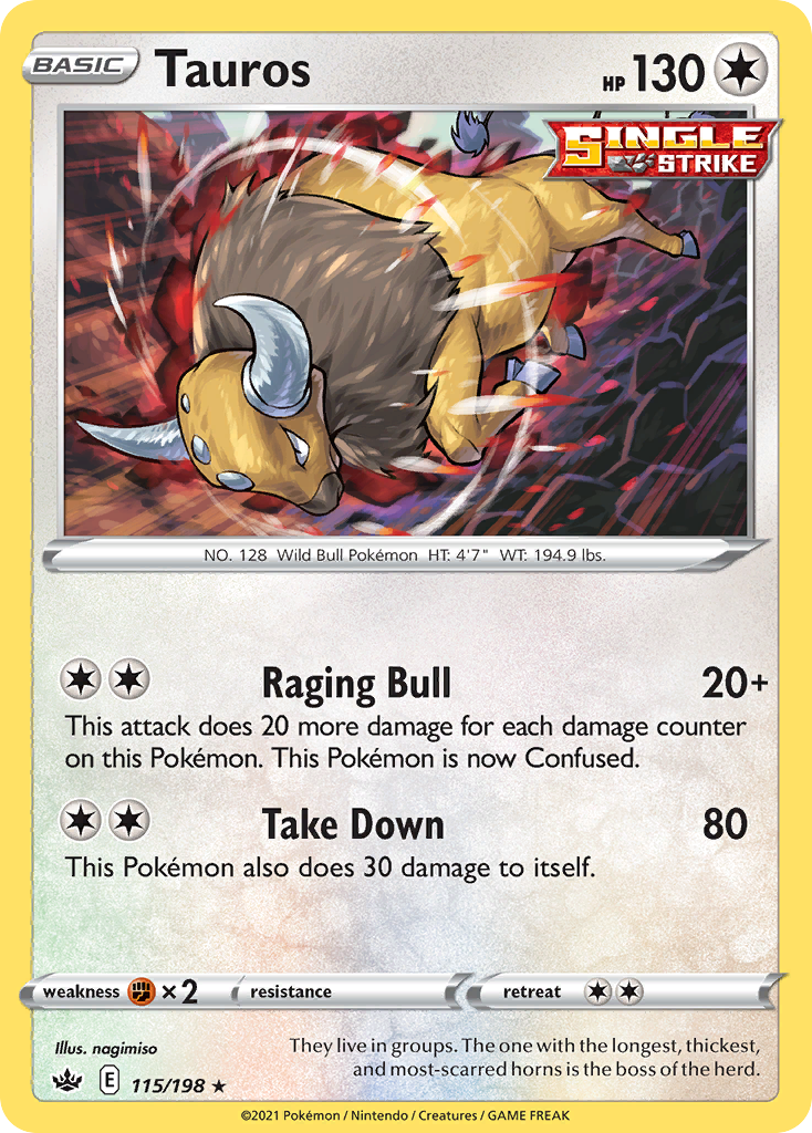 Tauros 115/198 Rare Holo | Chilling Reign | Pokemon Card