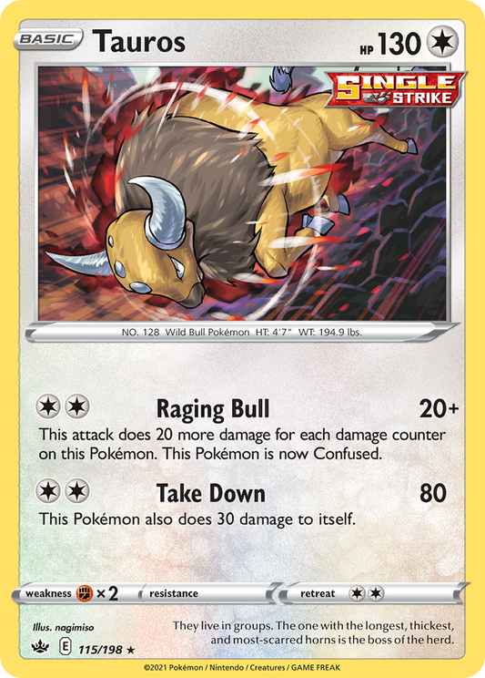 Tauros 115/198 Rare Holo | Chilling Reign | Pokemon Card