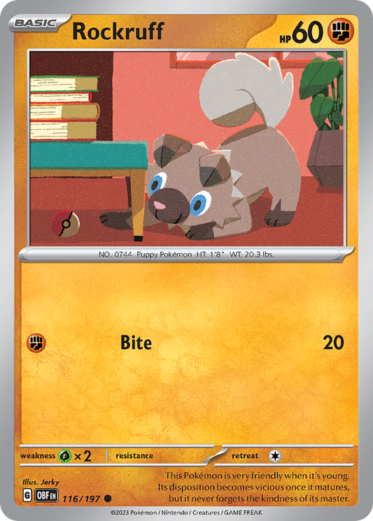 Rockruff 116/197 Common | Obsidian Flames | Pokemon Card