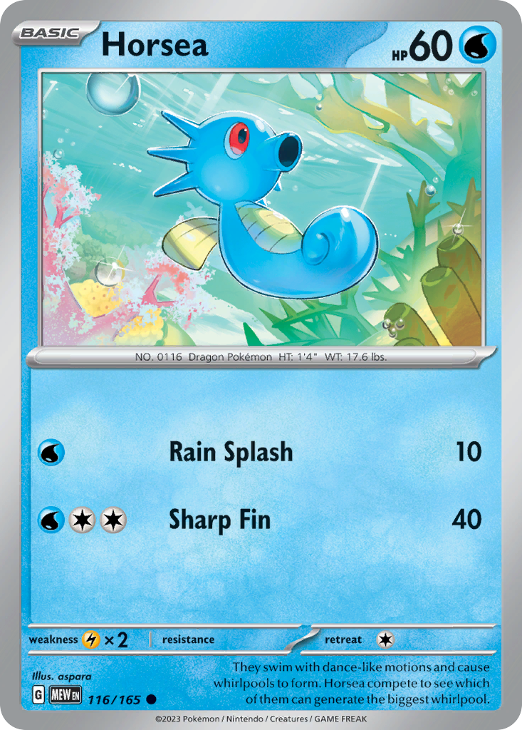 Horsea 116/165 Common | 151 | Pokemon Card