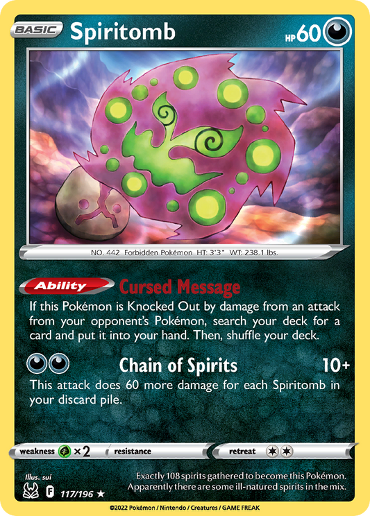 Spiritomb 117/196 Rare | Lost Origin | Pokemon Card