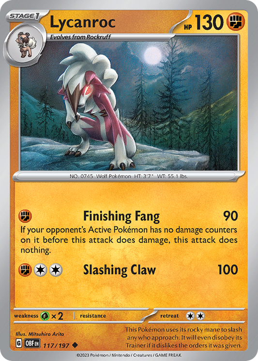 Lycanroc 117/197 Uncommon | Obsidian Flames | Pokemon Card