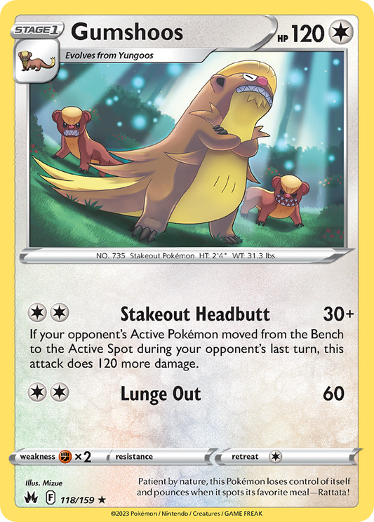 Gumshoos 118/159 Rare | Crown Zenith | Pokemon Card