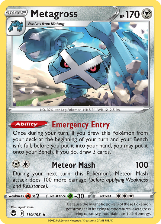 Metagross 119/195 Rare Holo | Silver Tempest | Pokemon Card