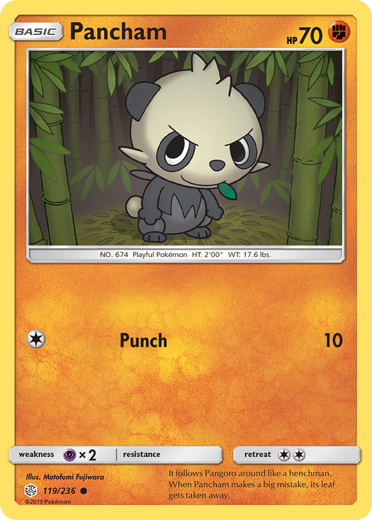 Pancham 119/236 Common | Cosmic Eclipse | Pokemon Card