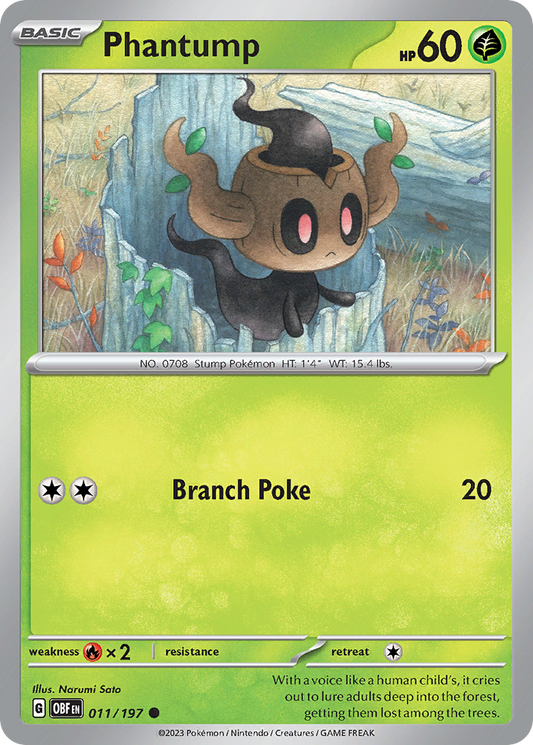 Phantump 11/197 Common | Obsidian Flames | Pokemon Card