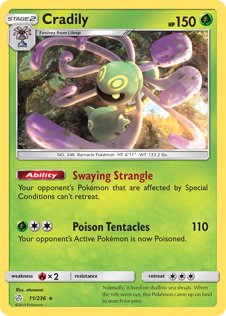 Cradily 11/236 Rare | Cosmic Eclipse | Pokemon Card