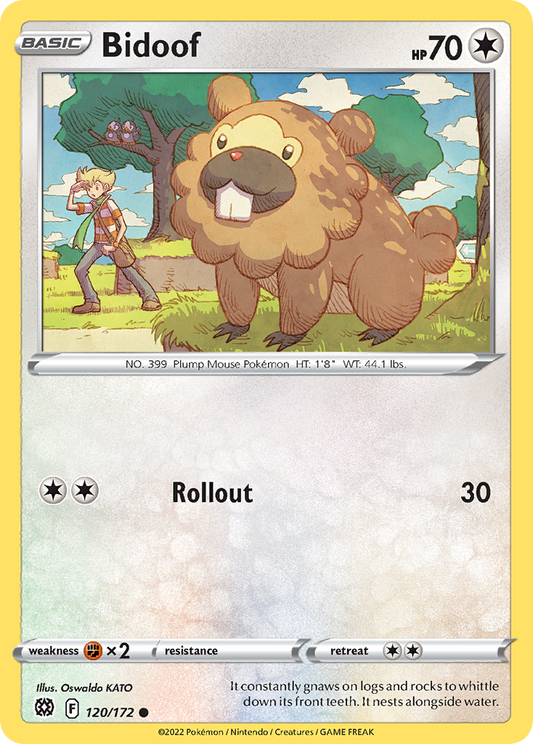 Bidoof 120/172 Common | Brilliant Stars | Pokemon Card