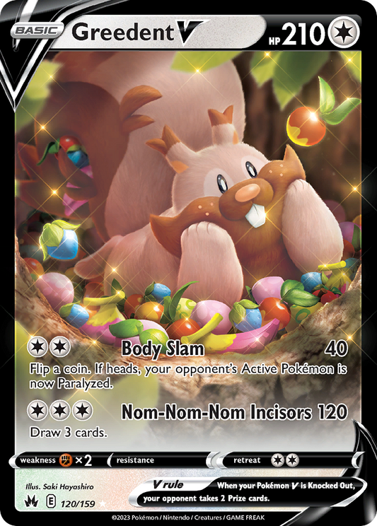 Greedent V 120/159 Rare Holo V | Crown Zenith | Pokemon Card