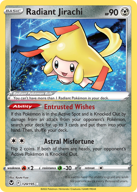 Radiant Jirachi 120/195 Radiant Rare | Silver Tempest | Pokemon Card