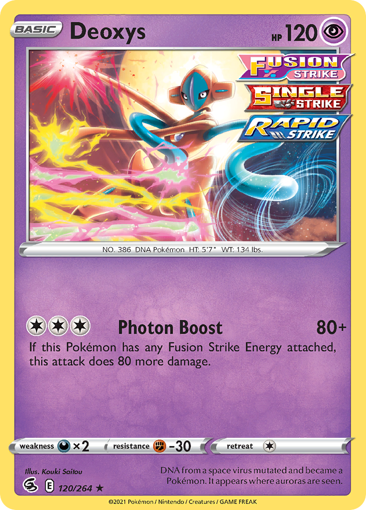 Deoxys 120/264 Rare Holo | Fusion Strike | Pokemon Card