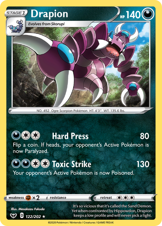 Drapion 122/202 Rare | Sword & Shield | Pokemon Card