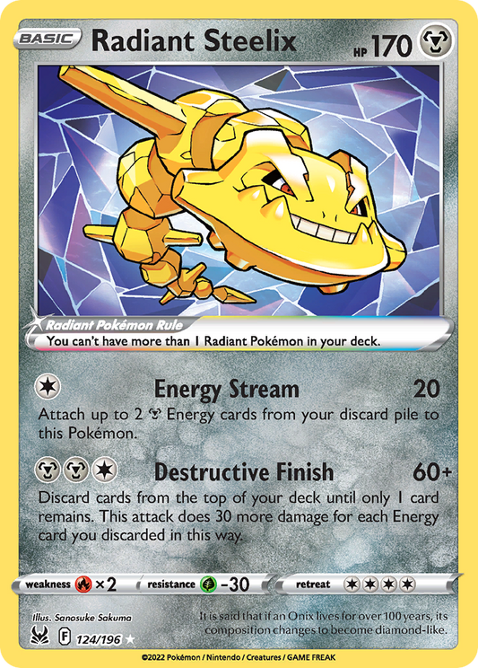 Radiant Steelix 124/196 Radiant Rare | Lost Origin | Pokemon Card