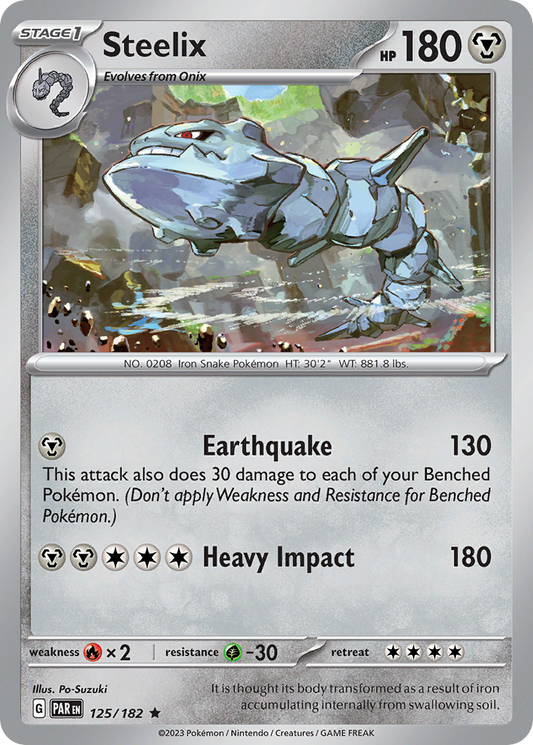 Steelix 125/182 Rare Holo | Paradox Rift | Pokemon Card