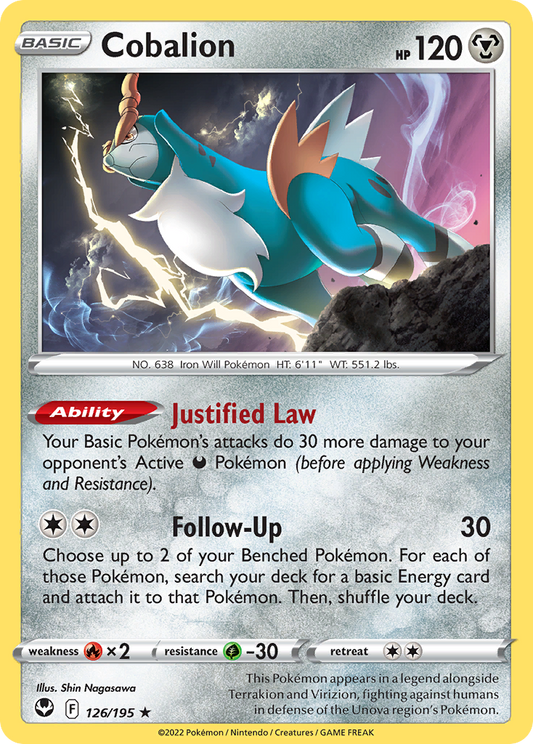 Cobalion 126/195 Rare | Silver Tempest | Pokemon Card