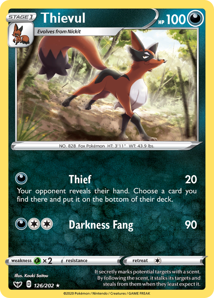 Thievul 126/202 Rare | Sword & Shield | Pokemon Card