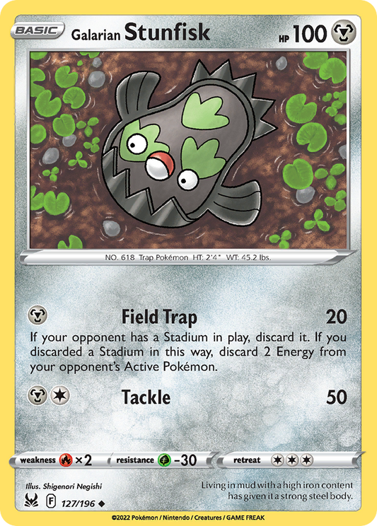 Galarian Stunfisk 127/196 Uncommon | Lost Origin | Pokemon Card