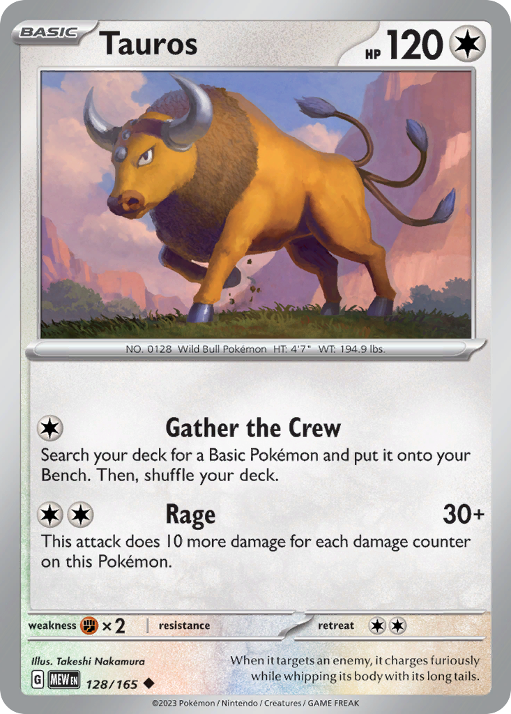 Tauros 128/165 Uncommon | 151 | Pokemon Card