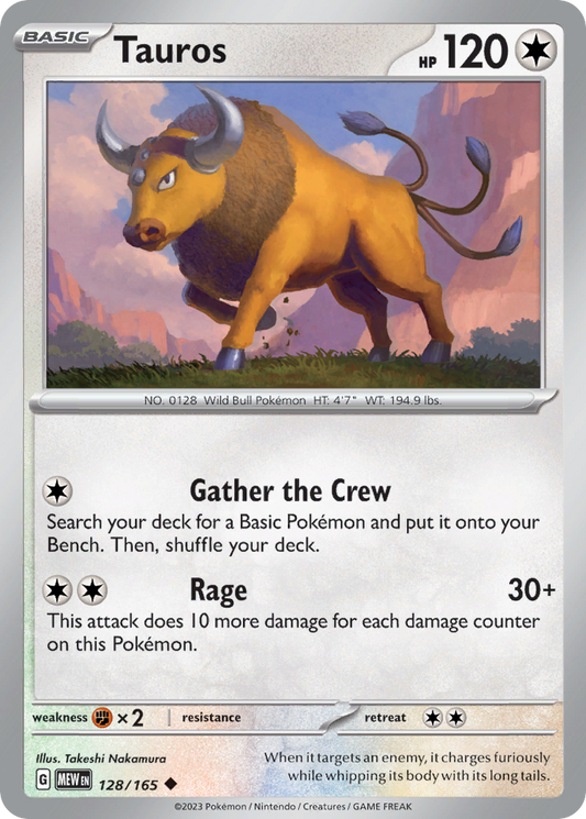 Tauros 128/165 Uncommon | 151 | Pokemon Card