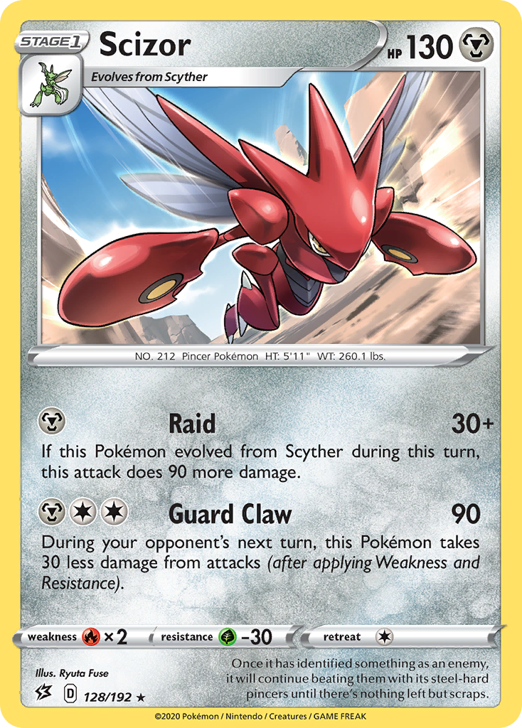 Scizor 128/192 Rare | Rebel Clash | Pokemon Card