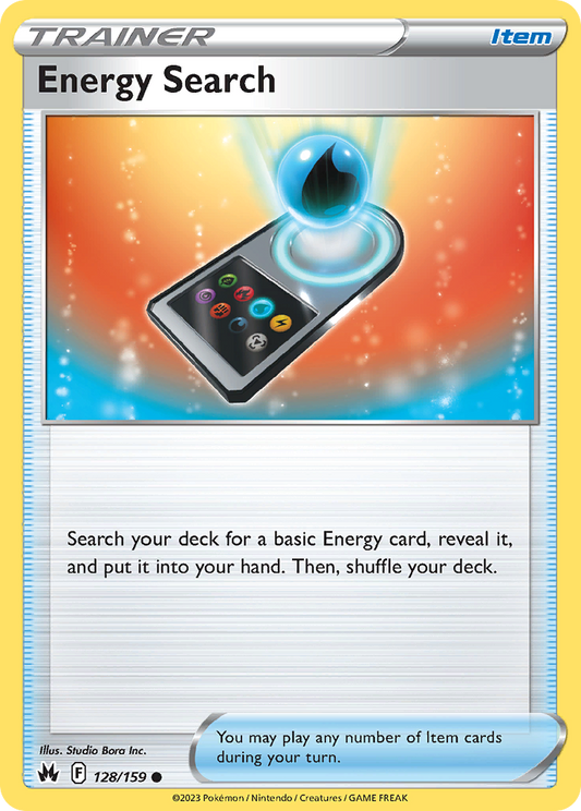 Energy Search 128/159 Common | Crown Zenith | Pokemon Card