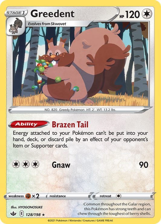 Greedent 128/198 Rare Holo | Chilling Reign | Pokemon Card