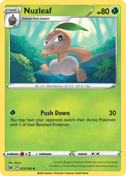 Nuzleaf 12/196 Uncommon | Lost Origin | Pokemon Card