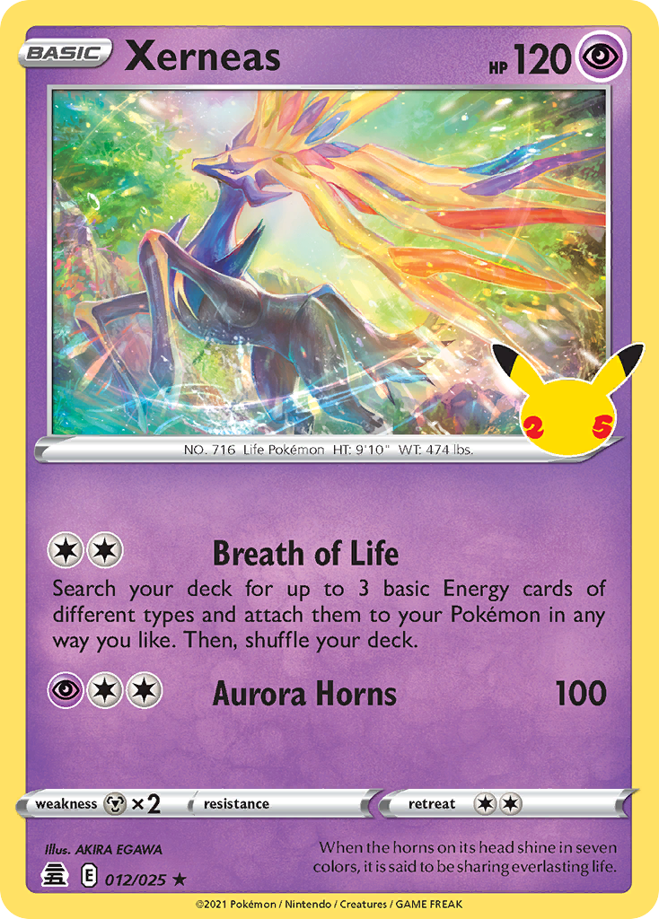 Xerneas 12/25 Rare Holo | Celebrations | Pokemon Card