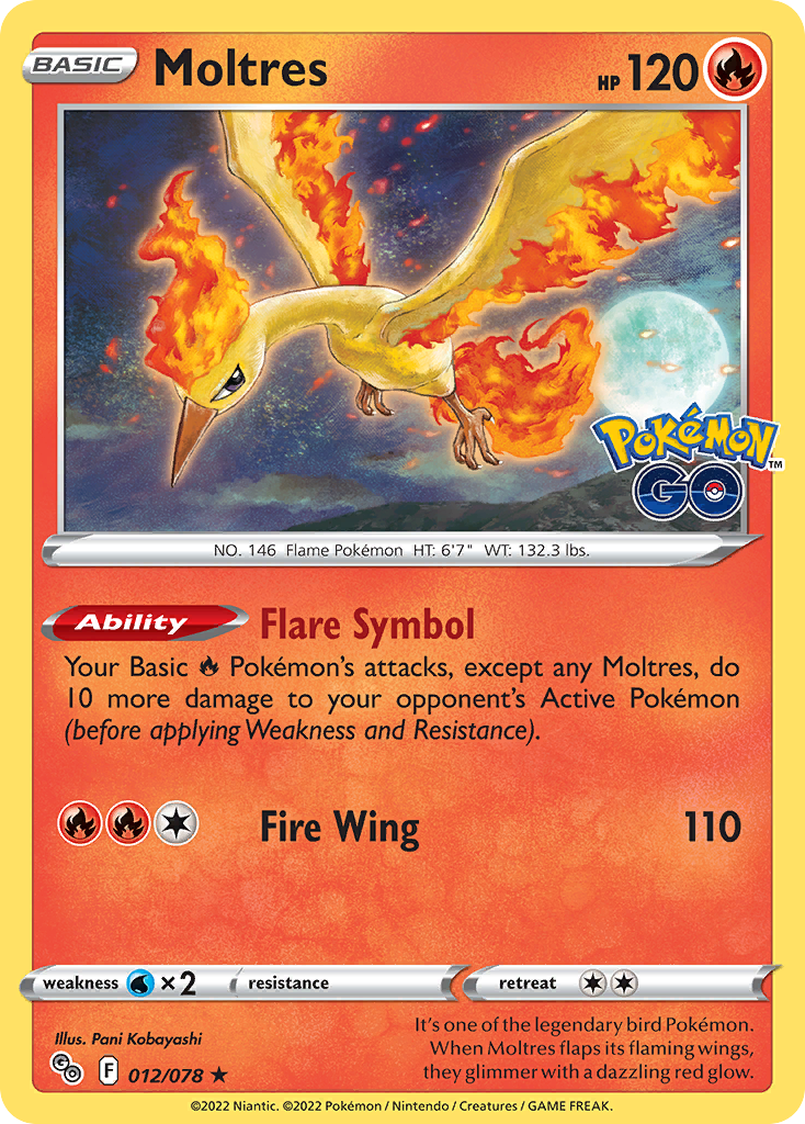 Moltres 12/78 Rare Holo | Pokémon GO | Pokemon Card