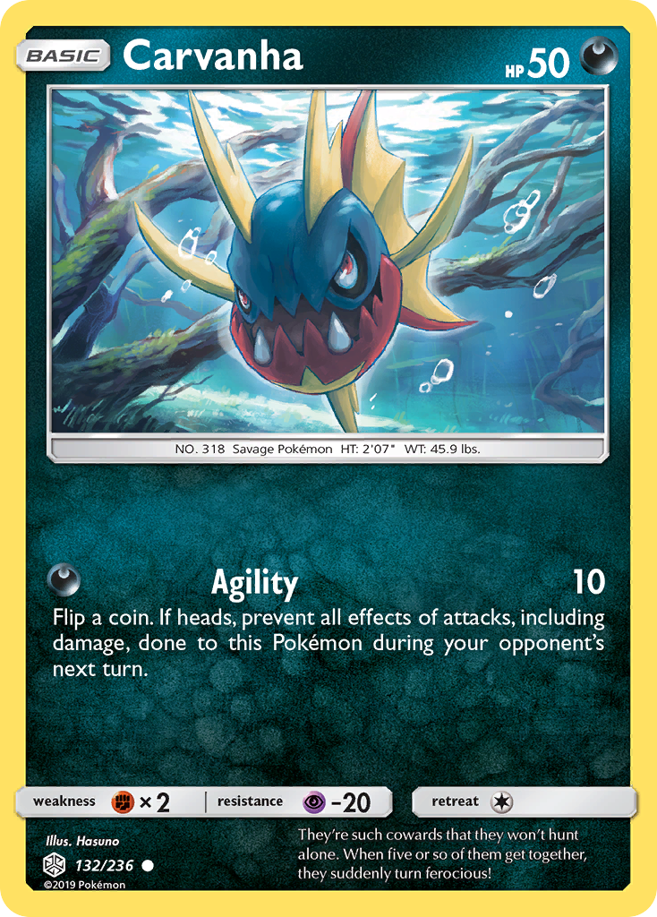 Carvanha 132/236 Common | Cosmic Eclipse | Pokemon Card