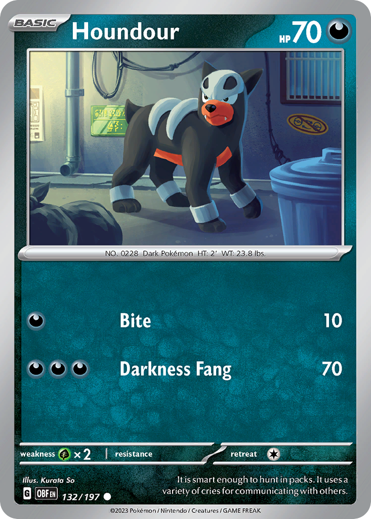 Houndour 132/197 Common | Obsidian Flames | Pokemon Card