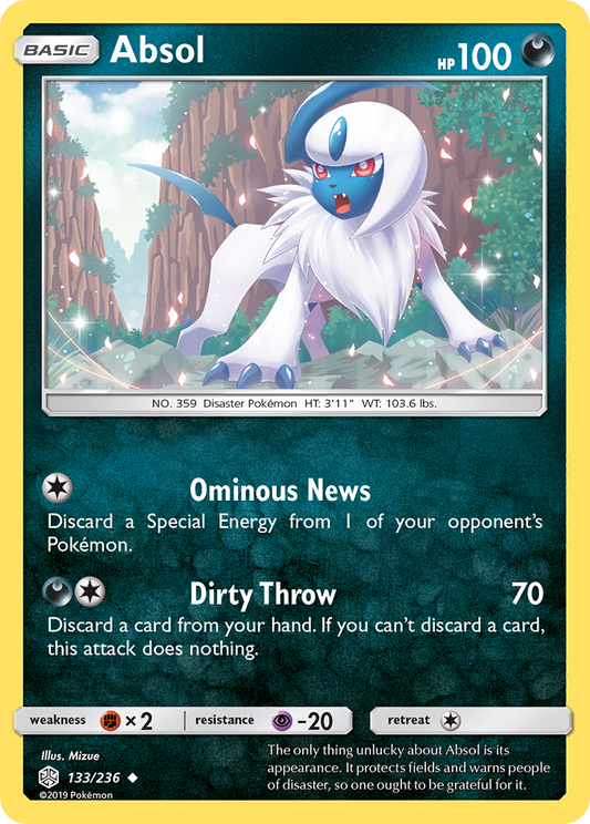 Absol 133/236 Uncommon | Cosmic Eclipse | Pokemon Card