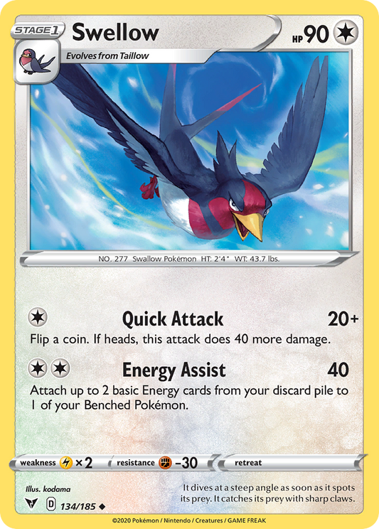 Swellow 134/185 Uncommon | Vivid Voltage | Pokemon Card