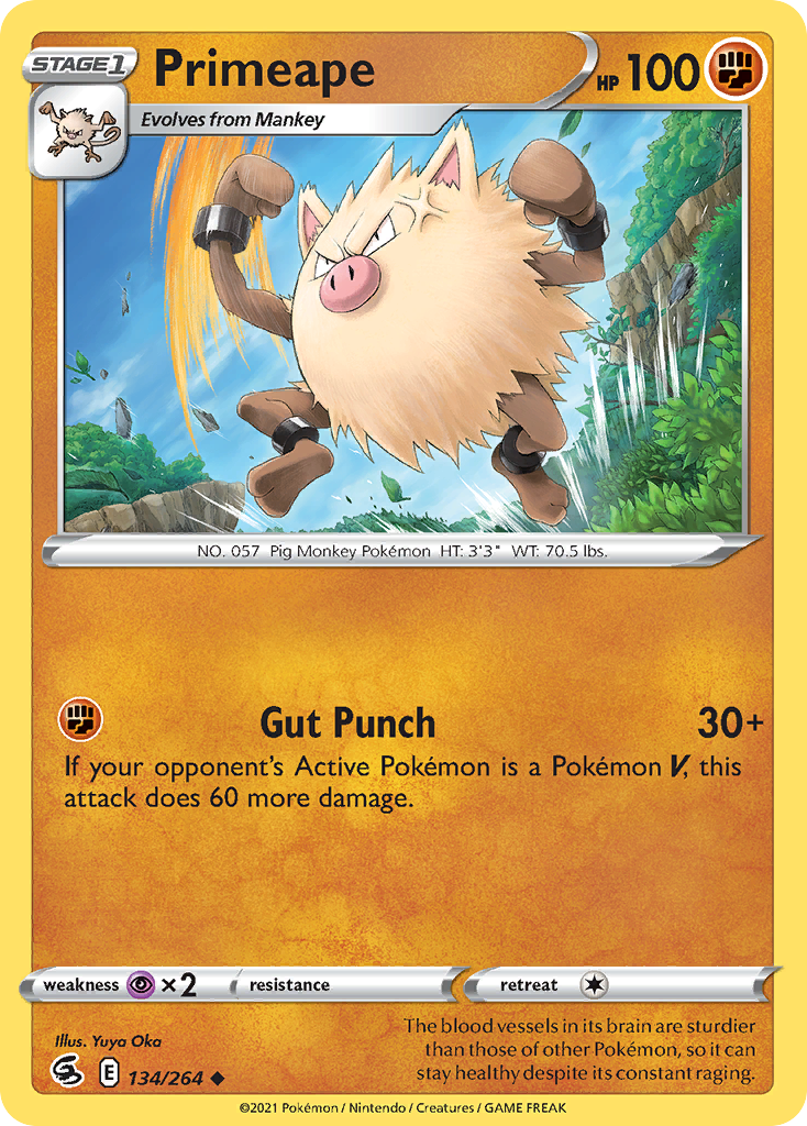 Primeape 134/264 Uncommon | Fusion Strike | Pokemon Card