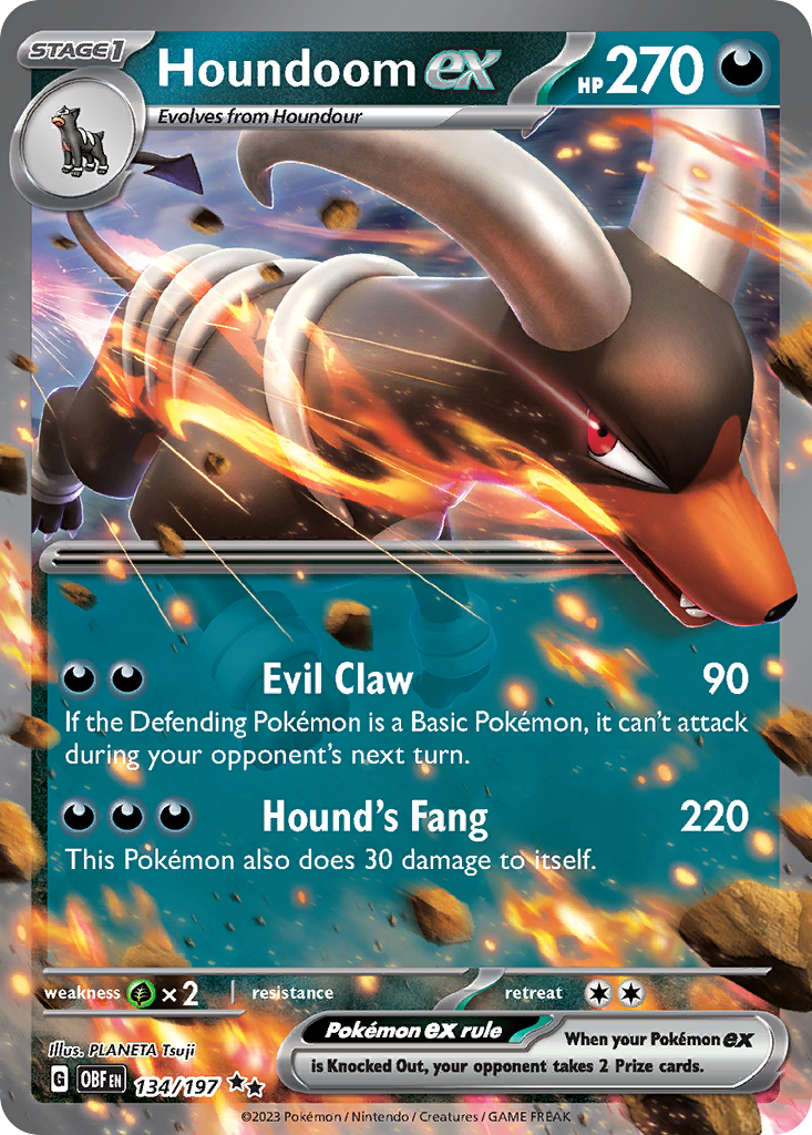 Houndoom ex 134/197 Double Rare | Obsidian Flames | Pokemon Card