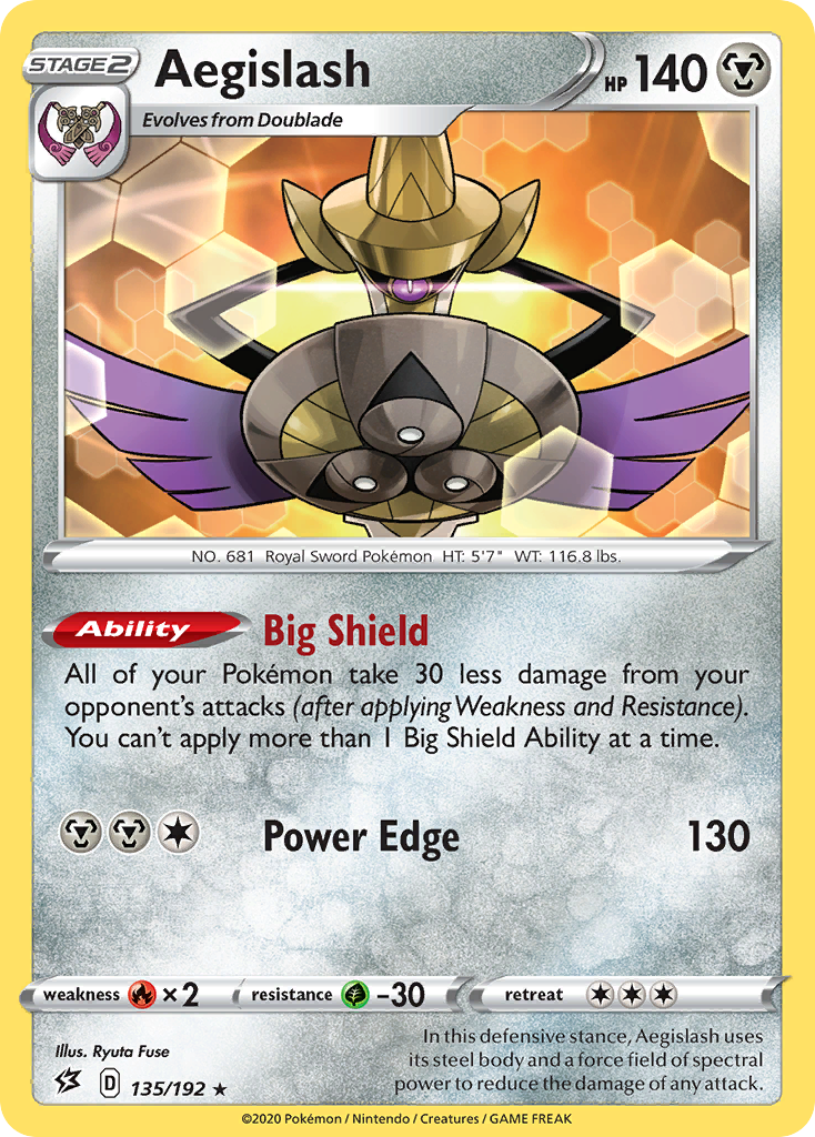 Aegislash 135/192 Rare | Rebel Clash | Pokemon Card