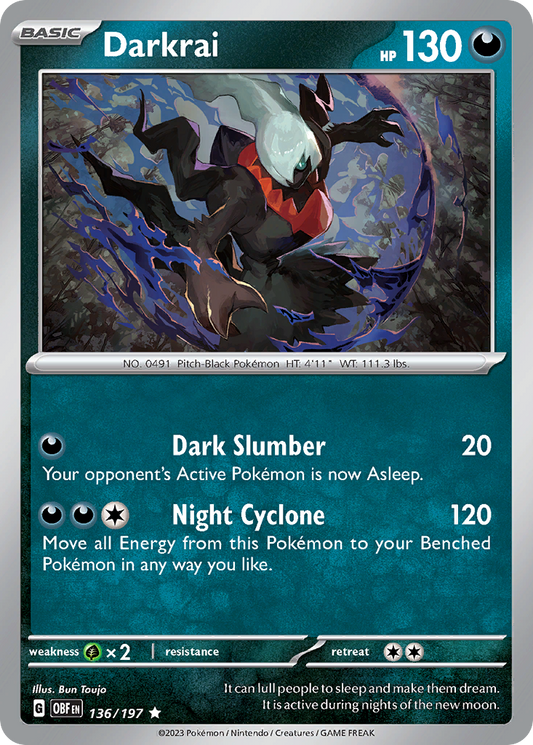 Darkrai 136/197 Rare Holo | Obsidian Flames | Pokemon Card