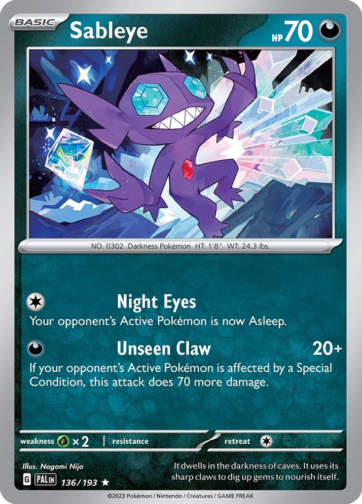 Sableye 136/193 Rare Holo | Paldea Evolved | Pokemon Card