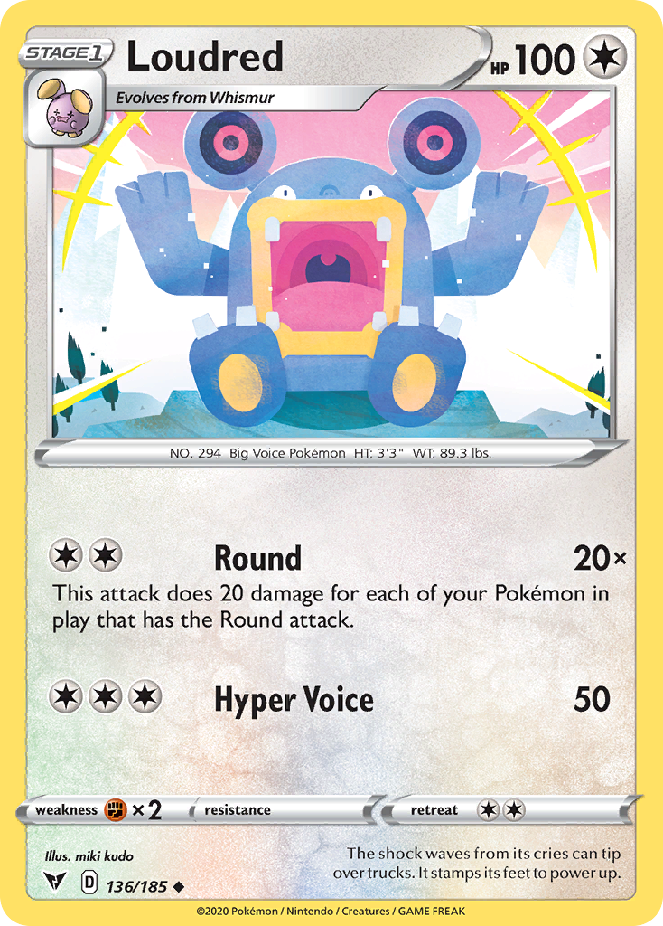 Loudred 136/185 Uncommon | Vivid Voltage | Pokemon Card