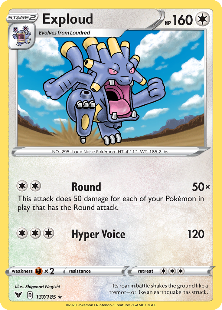 Exploud 137/185 Rare | Vivid Voltage | Pokemon Card