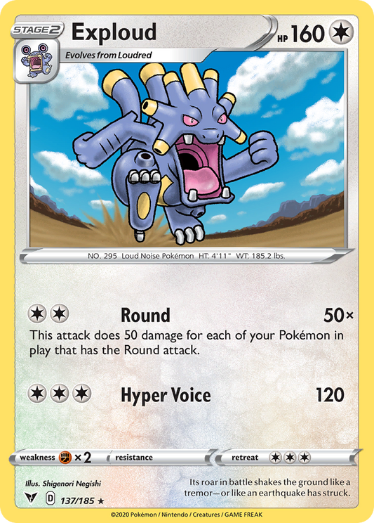 Exploud 137/185 Rare | Vivid Voltage | Pokemon Card