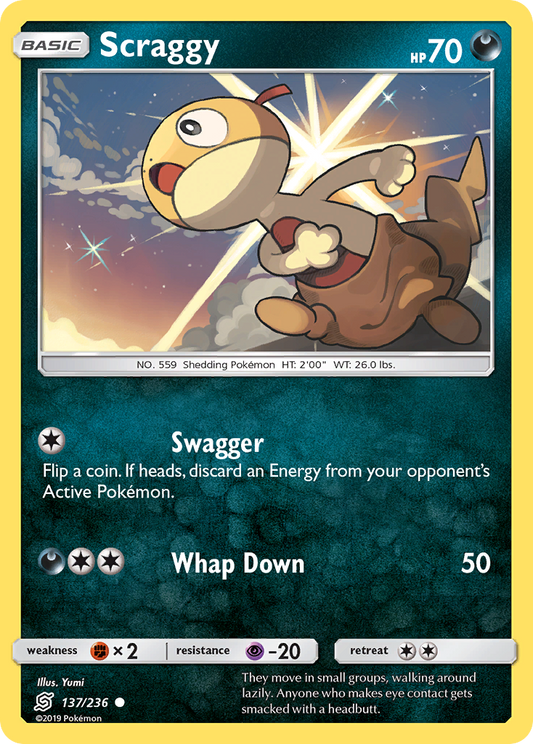 Scraggy 137/236 Common | Unified Minds | Pokemon Card