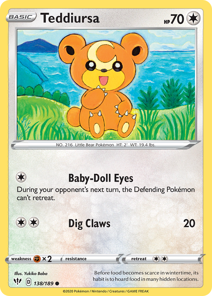 Teddiursa 138/189 Common | Darkness Ablaze | Pokemon Card